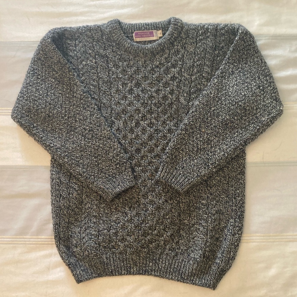 Highland Home Industries Grey Wool Fisherman’s Sweater